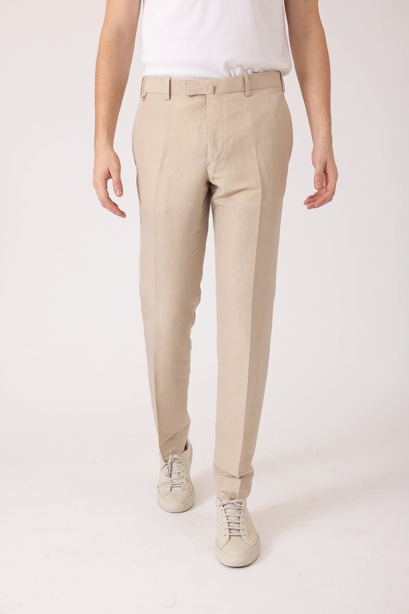 Pale beige silk and linen trousers - BZV2 – BERNARD ZINS