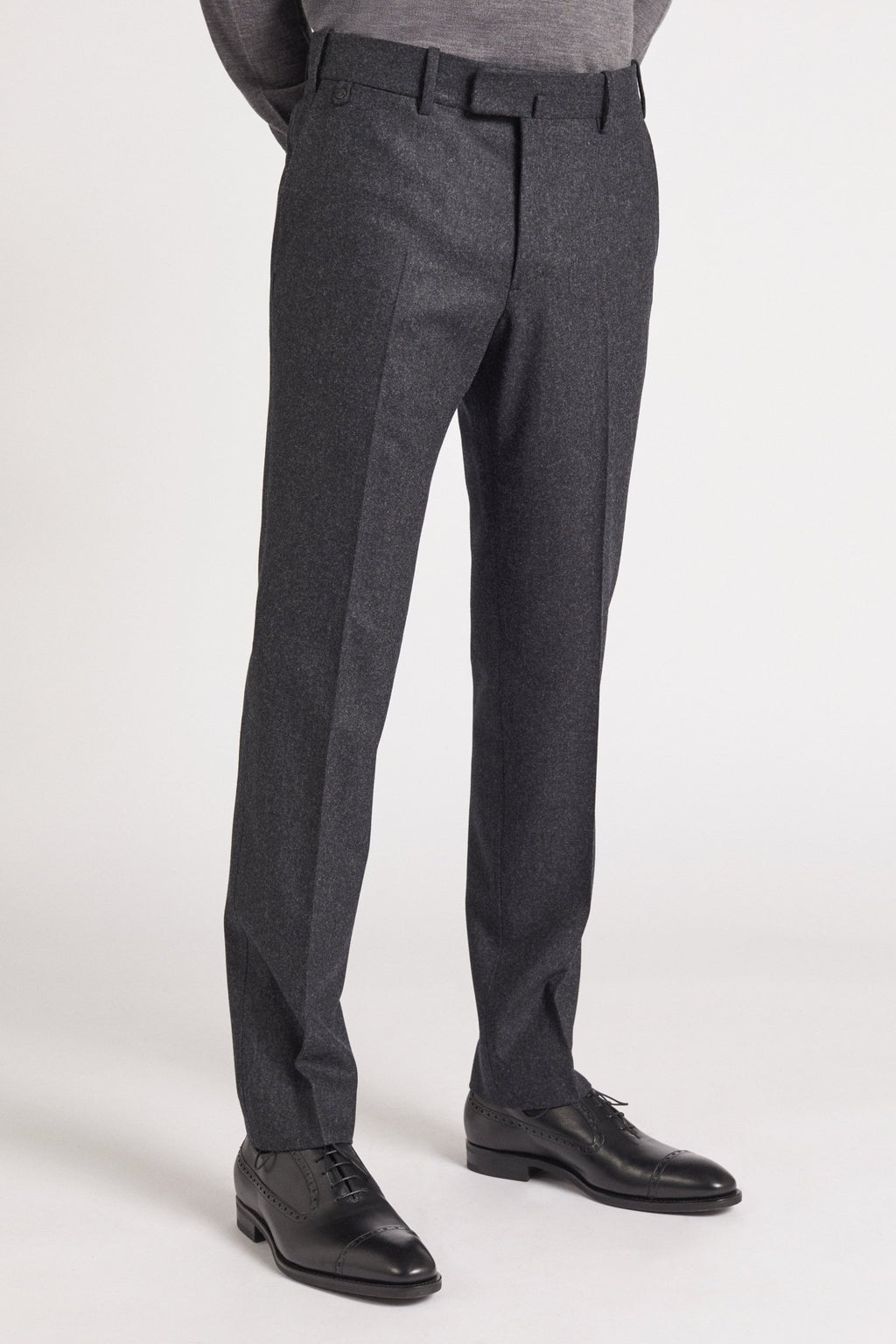 speckled gray pure wool flannel Sorbonne trousers – BERNARD ZINS speckled gray pure wool flannel Sorbonne trousers – BERNARD ZINS