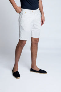 Bermuda chino en coton stretch blanc cassé - BZV3 - BERNARD ZINS