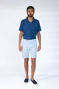 Bermuda chino en coton stretch bleu brume - BZV3 - BERNARD ZINS