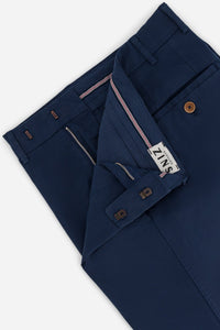 CHINO CHIC GABARDINE DE COTON BLEU MARIN - BZV3 - BERNARD ZINS
