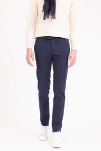 CHINO CHIC GABARDINE DE COTON STRETCH BLEU-ENCRE - BZV3 - BERNARD ZINS