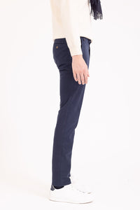 CHINO CHIC GABARDINE DE COTON STRETCH BLEU-ENCRE - BZV3 - BERNARD ZINS