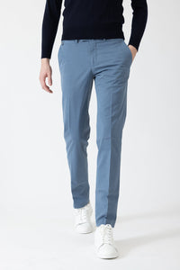 CHINO GABARDINE DE COTON STRETCH BLEU BAUHAUS - BZV2 - BERNARD ZINS