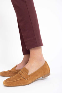 CHINO GABARDINE DE COTON STRETCH BORDEAUX - BOAT - BERNARD ZINS