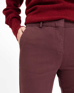 CHINO GABARDINE DE COTON STRETCH BORDEAUX - BOAT - BERNARD ZINS