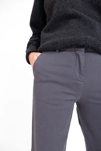 CHINO GABARDINE DE COTON STRETCH GRIS - BOAT - BERNARD ZINS