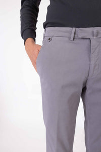 CHINO GABARDINE DE COTON STRETCH GRIS FER - BZV3 - BERNARD ZINS