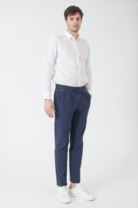 CHINO GABARDINE DE COTON STRETCH MARINE - BZV2 2PF - BERNARD ZINS