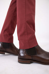 CHINO GABARDINE DE COTON STRETCH ROUGE EPICE - BZV3 - BERNARD ZINS