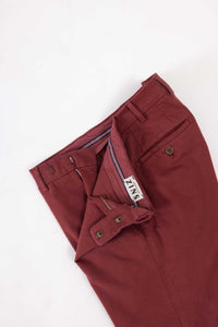 CHINO GABARDINE DE COTON STRETCH ROUGE EPICE - BZV3 - BERNARD ZINS