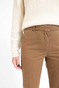 CHINO GABARDINE DE COTON STRETCH TABAC - BOAT - BERNARD ZINS