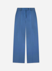 Pantalon Chloe taille haute en coton poids plume bleu baltique - BERNARD ZINS