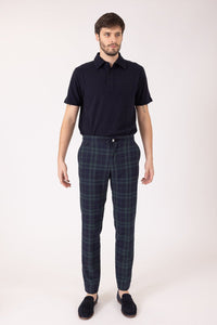 Pantalon coton seersucker rayures blackwatch - BZ PLAGE - BERNARD ZINS