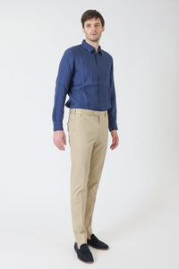 PANTALON COTON TECHNIQUE BEIGE GRES - BZV3 - BERNARD ZINS