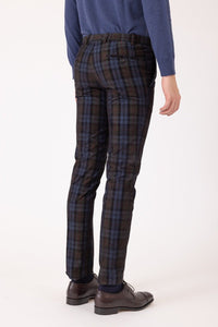 PANTALON COTON VELOURS FINES CÔTES TARTAN - BZV3 - BERNARD ZINS