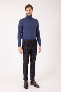 PANTALON COTON VELOURS FINES CÔTES TARTAN - BZV3 - BERNARD ZINS