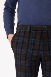 PANTALON COTON VELOURS FINES CÔTES TARTAN - BZV3 - BERNARD ZINS