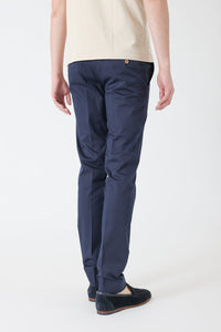 PANTALON GABARDINE DE COTON STRETCH MARINE - BZV3 - BERNARD ZINS