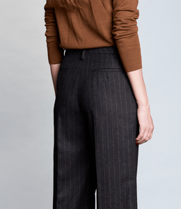Pantalon laine Chloé rayure tennis caramel marron cuivré - BERNARD ZINS