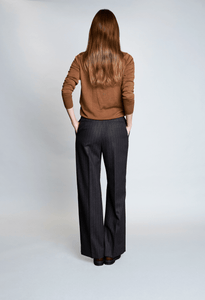 Pantalon laine Chloé rayure tennis caramel marron cuivré - BERNARD ZINS