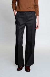 Pantalon laine Chloé rayure tennis caramel marron cuivré - BERNARD ZINS