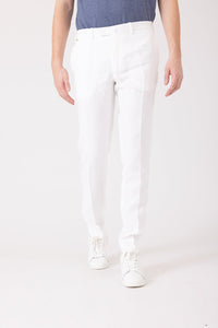 PANTALON LIN BLANC OPTIQUE - BZV3 - BERNARD ZINS