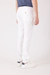 PANTALON LIN BLANC OPTIQUE - BZV3 - BERNARD ZINS