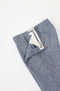 PANTALON LIN ET CHANVRE CHAMBRAY BLEU - BZV3 - BERNARD ZINS