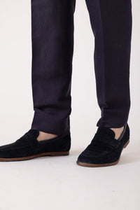 PANTALON LIN ET SOIE BLEU GRAND LARGE - BZV2 - BERNARD ZINS