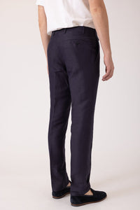 PANTALON LIN ET SOIE BLEU GRAND LARGE - BZV2 - BERNARD ZINS
