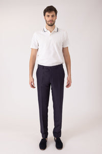 PANTALON LIN ET SOIE BLEU GRAND LARGE - BZV2 - BERNARD ZINS