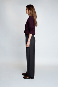 Pantalon Sand taille haute en laine marron - BERNARD ZINS
