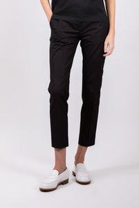 Pantalon slim Socoa en satin de coton noir stretch - BERNARD ZINS
