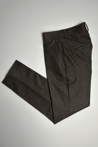 Pantalon Socoa en laine stretch taupe, roux et noir - BERNARD ZINS