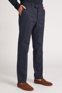 Pantalon Sorbonne en coton stretch marine - BERNARD ZINS