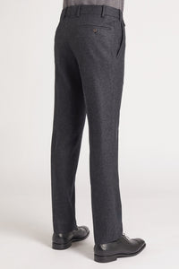Pantalon Sorbonne en flanelle pure laine gris chiné - BERNARD ZINS