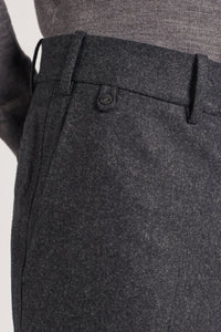 Pantalon Sorbonne en flanelle pure laine gris chiné - BERNARD ZINS