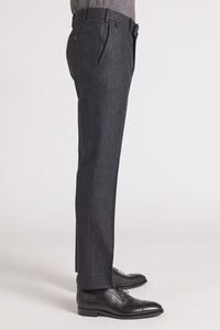 Pantalon Sorbonne en flanelle pure laine gris chiné - BERNARD ZINS