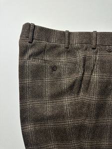 Pantalon Sorbonne en laine à carreaux marron et camel - BERNARD ZINS