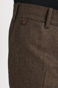 Pantalon Sorbonne en laine marron et beige - BERNARD ZINS