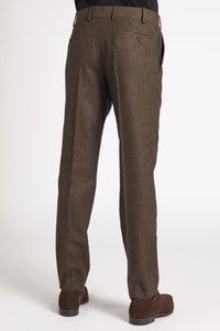 Pantalon Sorbonne en laine marron et beige - BERNARD ZINS