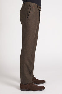 Pantalon Sorbonne en laine marron et beige - BERNARD ZINS