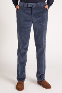 Pantalon Sorbonne en velours japonais bleu océan - BERNARD ZINS