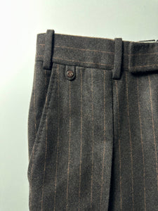 Pantalon Sorbonne PF en laine à rayures tennis marron et cuivre - BERNARD ZINS
