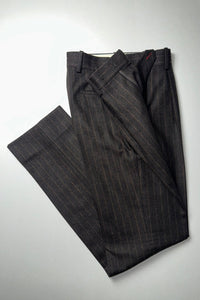 Pantalon Sorbonne PF en laine à rayures tennis marron et cuivre - BERNARD ZINS