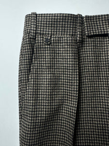Pantalon Sorbonne PF en laine pied - de - poule marron et taupe - BERNARD ZINS